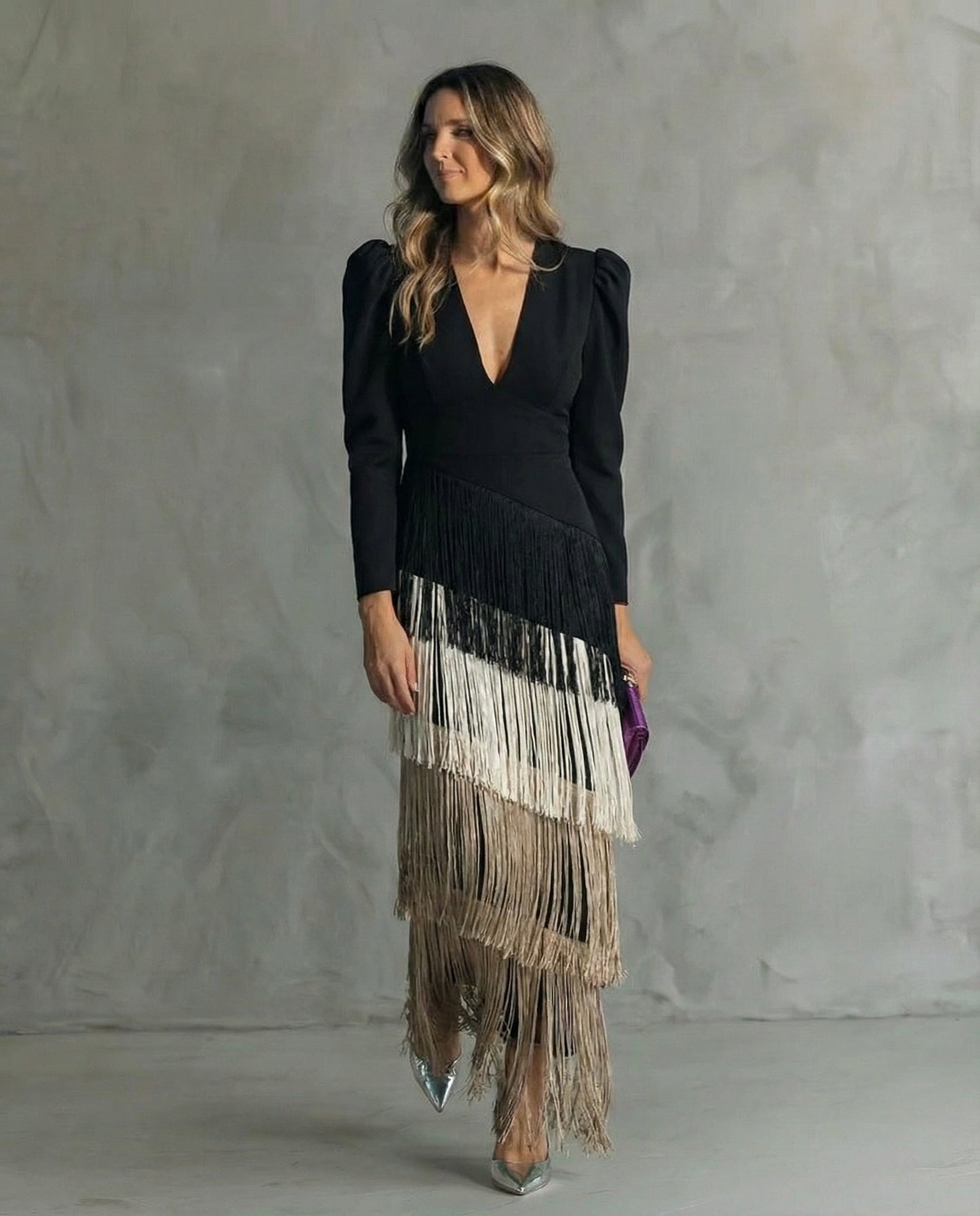 CLARA – Vestido Largo Con Flecos