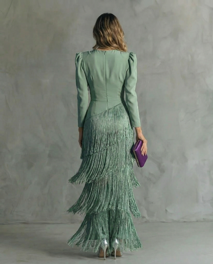 CLARA – Vestido Largo Con Flecos