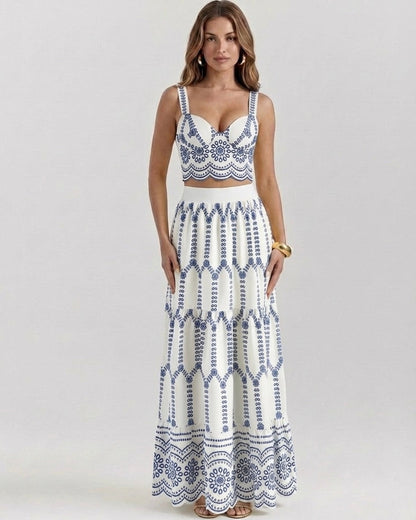 PAULA – Conjunto Bordado Blanco y Azul