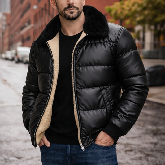 Abrigo negro acolchado