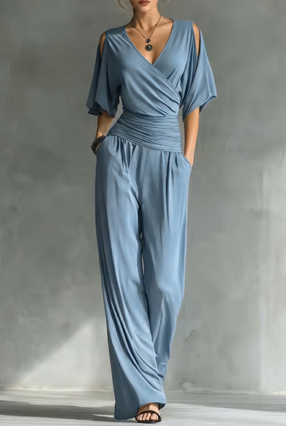 AMANDA – Mono Drapeado Con Escote En V