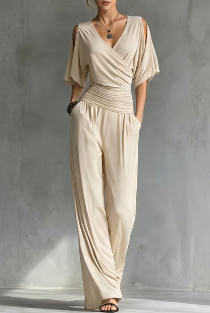 AMANDA – Mono Drapeado Con Escote En V