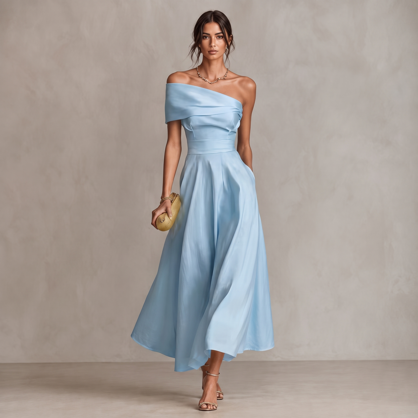 NOEMI – Vestido Maxi Con Hombros Asimétricos