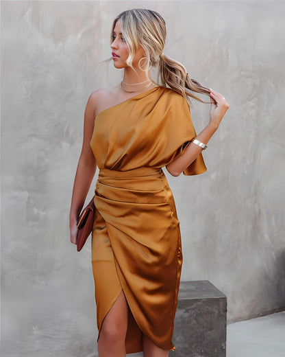 AINARA – Vestido Midi De Un Hombro