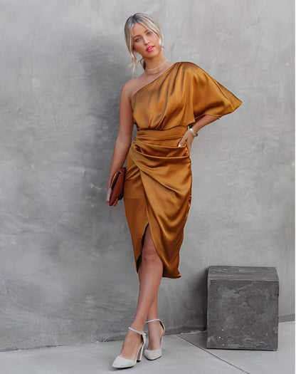 AINARA – Vestido Midi De Un Hombro