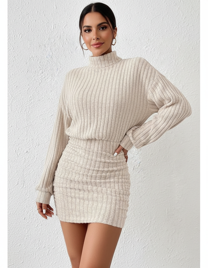 Jersey de punto acanalado con cuello alto