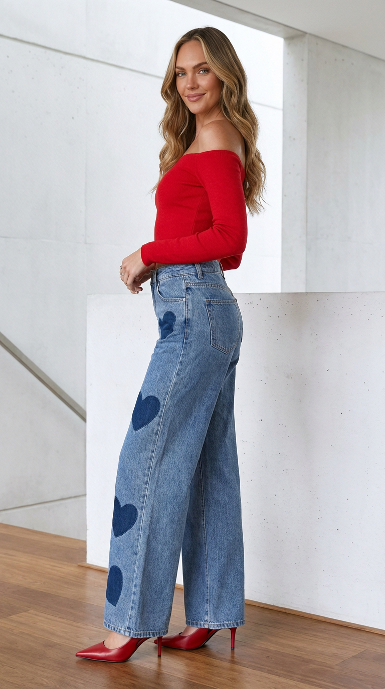 Pantalones vaqueros de corazones