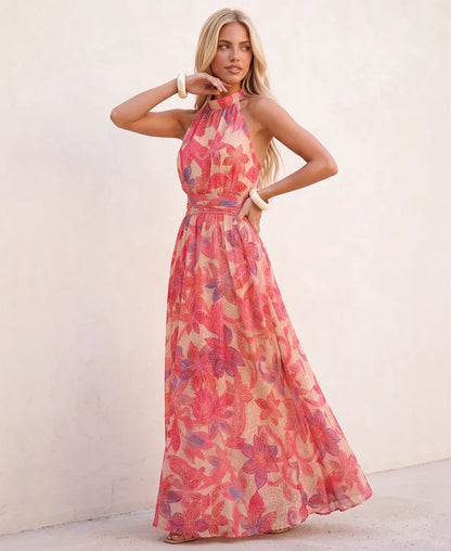 LEONOR – Vestido Con Estampado Floral y Cuello Halter