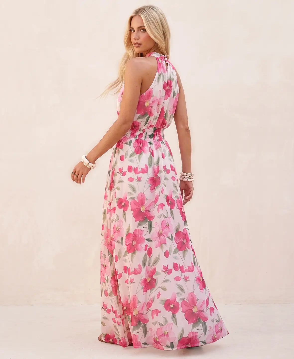 LEONOR – Vestido Con Estampado Floral y Cuello Halter