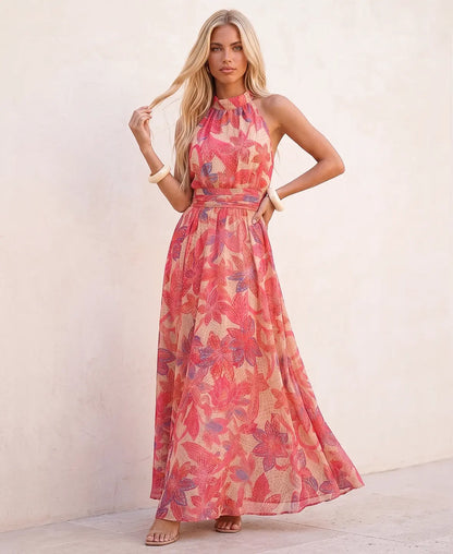 LEONOR – Vestido Con Estampado Floral y Cuello Halter