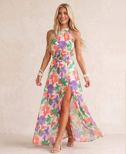 LEONOR – Vestido Con Estampado Floral y Cuello Halter