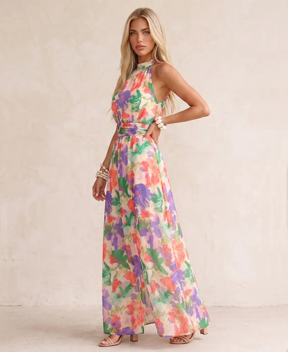 LEONOR – Vestido Con Estampado Floral y Cuello Halter